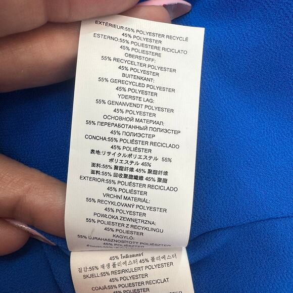 NWOT Michael Kors Grecian Blue Pleated Long Sleeve Dress Size L Lined Career - Picture 13 of 13